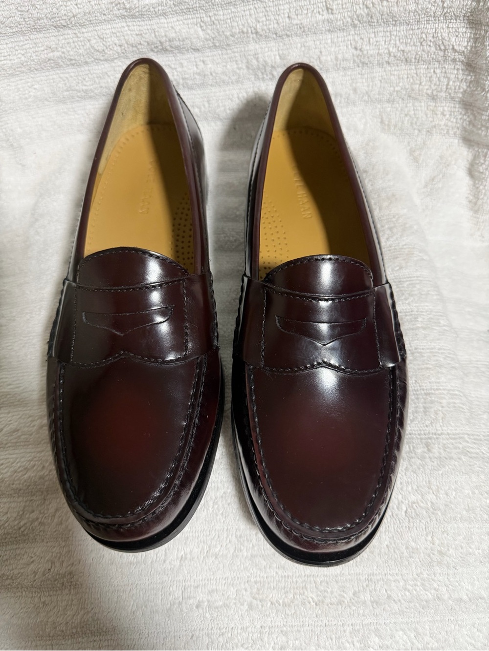 Cole Haan Men’s Pinch Leather Penny Loafers Burgundy Brown 10D